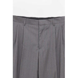 SUNFLOWER GREY MELANGE STRIPE WIDE PLEATED TROUSER